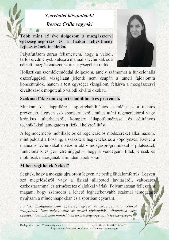 Böröcz Csilla - Komplex manuális és mozgásterápia – Pilates